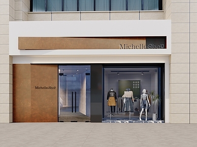 现代门头 服装店门头 橱窗 水锈板