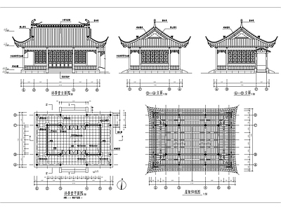 中式廊架 仿古廊亭 施工图