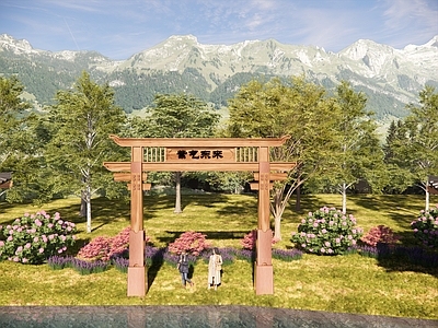 现代新中式牌坊牌楼 牌坊 大门 入口大门 寨门