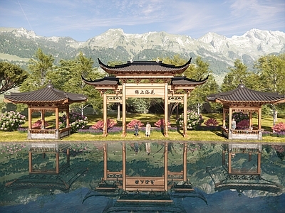 现代新中式牌坊牌楼 牌坊 大门 入口大门 寨门