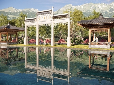 现代新中式牌坊牌楼 牌坊 大门 寨门 入口大门