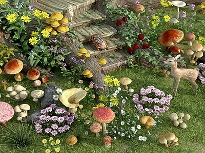 蘑菇 野生蘑菇 菌菇 花卉花草花镜 乌龟小鹿