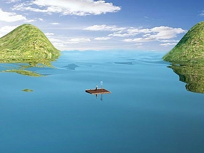 现代办公大厅 木筏