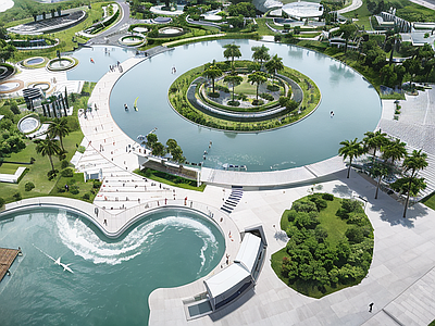 现代简约景观公园 现代公园 简约创意公园 水景公园