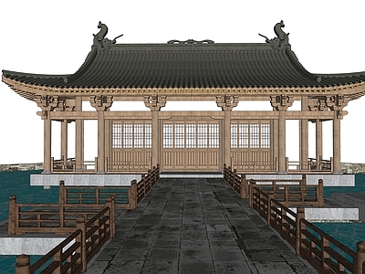 现代古建筑 祠堂 合院