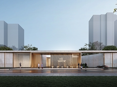 现代新中式多层住宅 示范区 售楼处 小区出入口 归家庭院 社区大堂