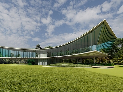 现代风格建筑 弧形覆土展厅