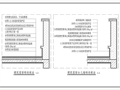 现代屋顶 建筑屋面女儿墙 屋面防水 施工图