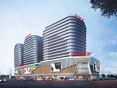 现代轻奢商场建筑 商业高层 商场门头 商业综合体 万达广场 万象汇