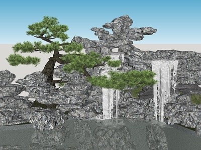 中式假山 流水假山 假山跌水 太湖石假山