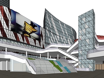 现代简约商场建筑 购物中心 TOD 城市综合体 商业综合体