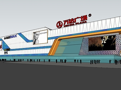 现代轻奢商场建筑 万达广场 商业综合体 商场 商场门头 商业多层