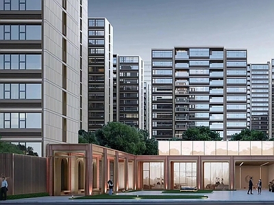 现代轻奢售楼处建筑 上海绿城沁兰园 展示区建筑 小区入口精细化 现代风格建筑