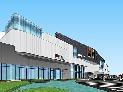 现代简约商场建筑 万达广场 商业建筑 商场
