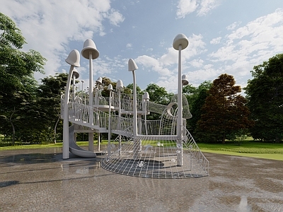 现代儿童游乐区 蘑菇主题儿童乐园