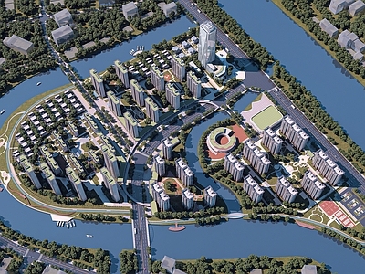 现代鸟瞰规划 现代小区规划 现代住宅鸟瞰 现代安置房 住宅商业综合体