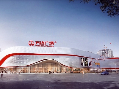 现代简约商场建筑 万达广场 表皮建筑 城市综合体 购物中心 曲线表皮