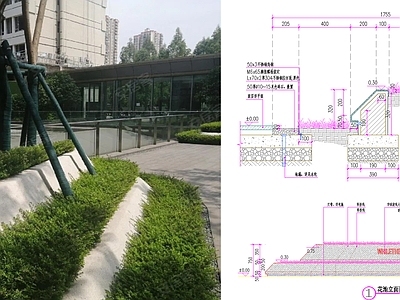 现代树池图库 叠式花池 创意园景观花池 施工图