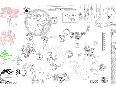 现代综合植物图库 景观小品平面图库 施工图