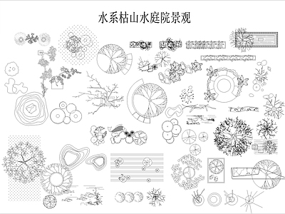 现代综合植物图库 日式枯山水平面 施工图