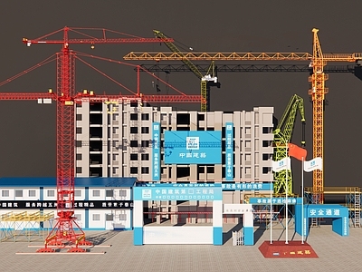 塔吊 塔吊 起重机工程设备组 建筑工程设备组合 建筑工地大型设备 建筑施工现场设备