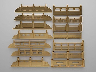 现代其他景观小品 中式户外栏杆