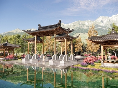 现代新中式牌坊牌楼 牌坊 大门 入口大门
