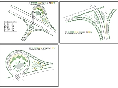 现代新中式道路绿化 街道 高速路 道路绿化 互通绿化 立交桥 施工图