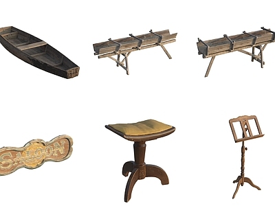欧式其他凳子 木船木凳琴谱架木
