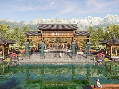 现代新中式入口大门 小区入口大门 厂区入口大门 学校入口大门 公司入口大门 公园入口大门