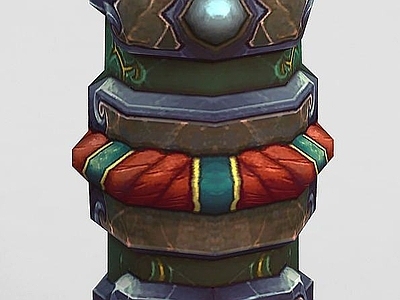现代办公大厅 魔兽世界游戏石柱装饰