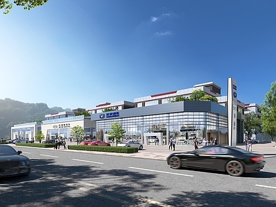 现代其他商业建筑 汽车市场 汽车门店门面 汽车交易市场