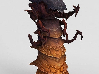 现代办公大厅 魔兽世界龙造型石柱