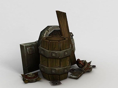 现代妆台妆凳 WOW魔兽场景道具木桶