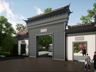 中式古建筑 苏式 牌楼 古建 牌坊 香山帮