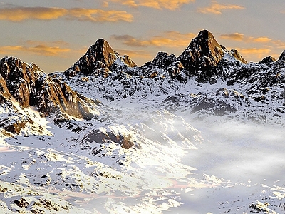 现代其他景观 雪山 山脉 山体 山峰 群山