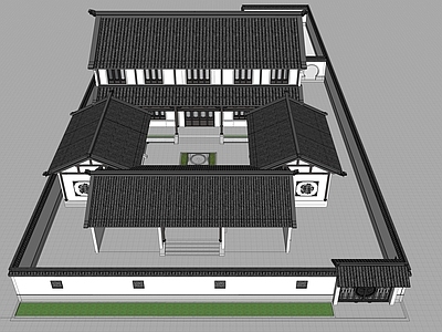 新中式中式四合院 中式建筑 中式四合院 中式民房 中式自建房