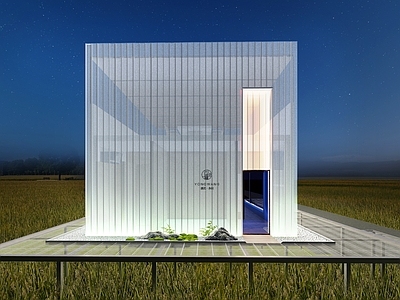 现代极简其他农业建筑 稻田景观建筑 木平台景观建筑 稻田餐厅 网红餐厅
