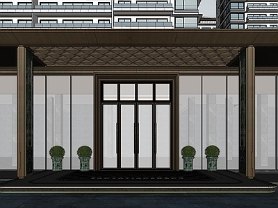 现代轻奢小区建筑 售楼处 示范区 豪宅 会所 售楼处前场景观