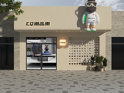 现代简约门头 潮品馆门头 潮品集门头 潮品店门头 简约门头 门头设计