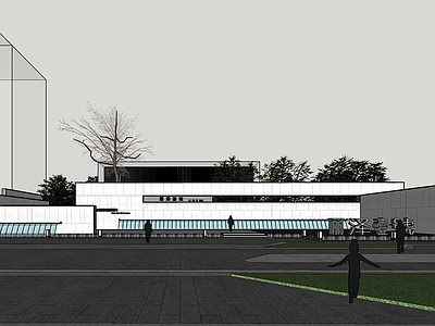 现代极简小区建筑 示范区 售楼处 示范区景观 景墙 示范区前场