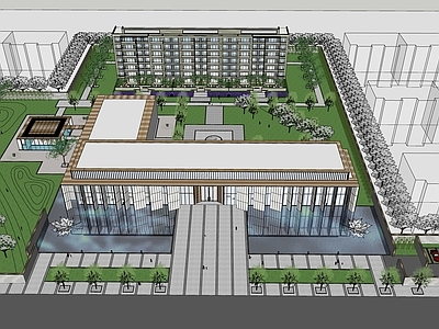 现代极简小区建筑 示范区 售楼处 沿街商业 办公楼 社区大堂