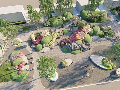 现代景观公园 现代植物科普园 花瓣艺术装置 植物科普导视牌