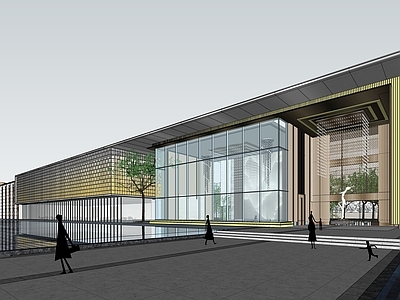 现代极简小区建筑 示范区 售楼处 沿街商业 办公楼 文化展览馆
