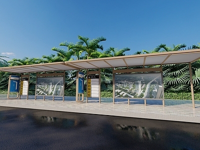 现代公交站台 现代市政公交站 城市公交站 户外车站 公交站台