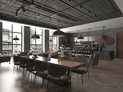 现代工业咖啡厅 奶茶店 餐桌餐椅