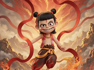 现代纸书本 哪吒电影海报 宣传栏 照片 封面