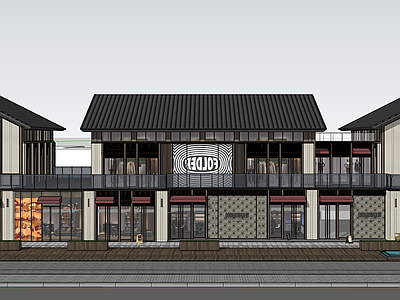 新中式中古餐饮建筑 中式商业街