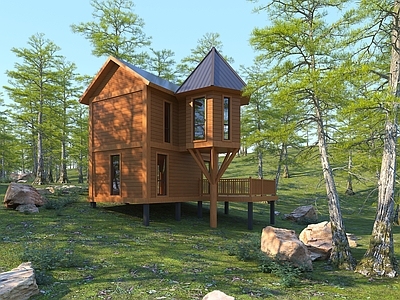 现代其他景观小建筑 森林小木屋 度假木屋 休息驿站 景观小品 公园木屋