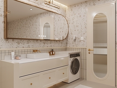 法式奶油浴室柜 浴室柜 洗衣机浴室柜